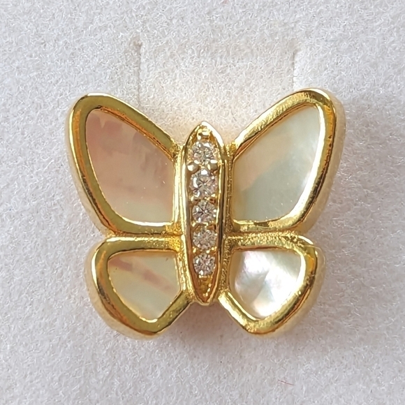 Harper Grace Mother of Pearl 18KT Gold Sterling Silver Butterfly Earring Set NWT - Picture 4 of 6